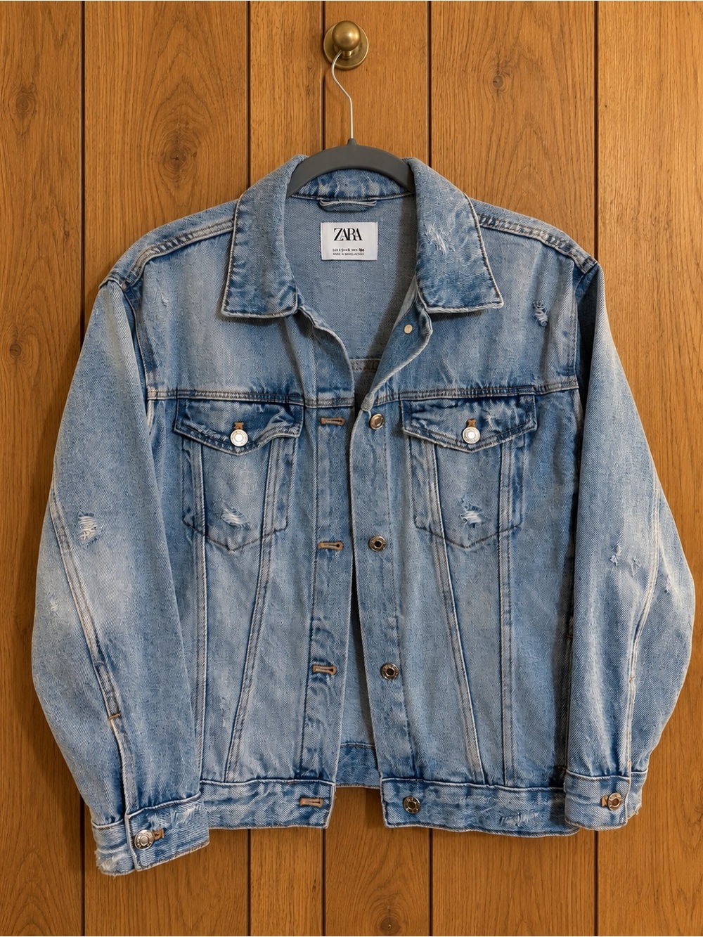 ZARA Distressed Light Wash Denim Trucker Jacket | Youth 13-14 / women’s small